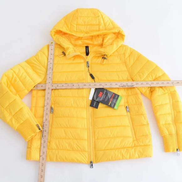 Marc Cain Bright Yellow Lightweight Puffer Outdoor 3M Thinsulate  Jacket Size 3 - Picture 4 of 15